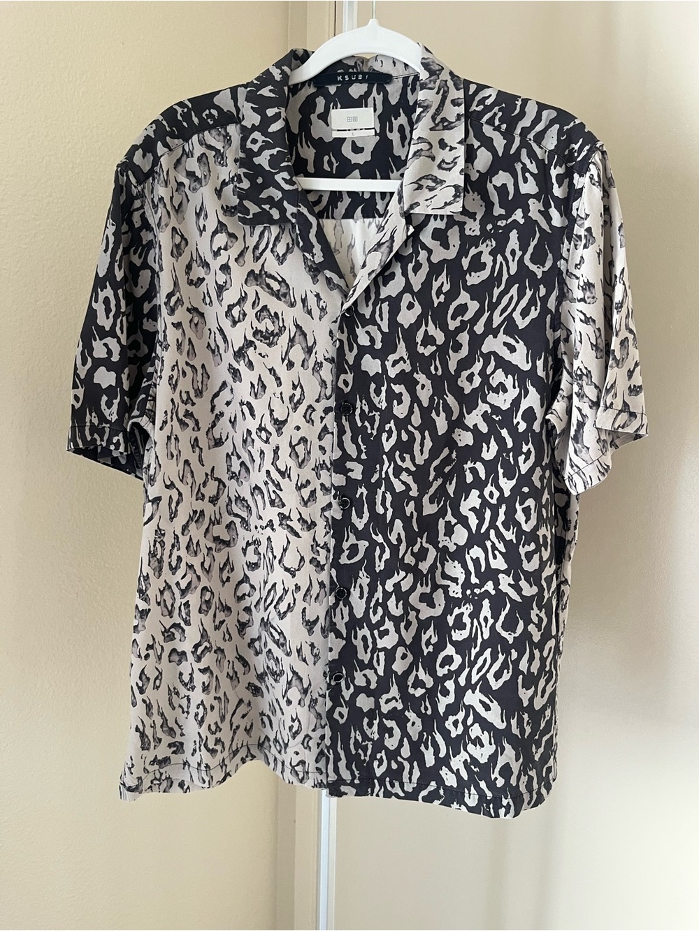 Ksubi Fire Resort Shirt Short Sleeve Button Front 2 Tone Size L